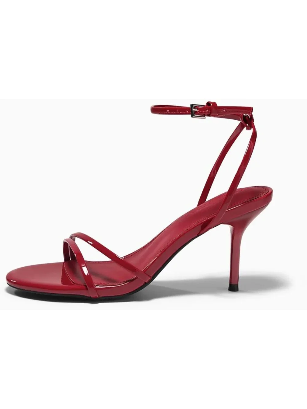 Women's Red Strappy High Heels Sandals Open Toe Ankle Strap Summer Dress Shoes